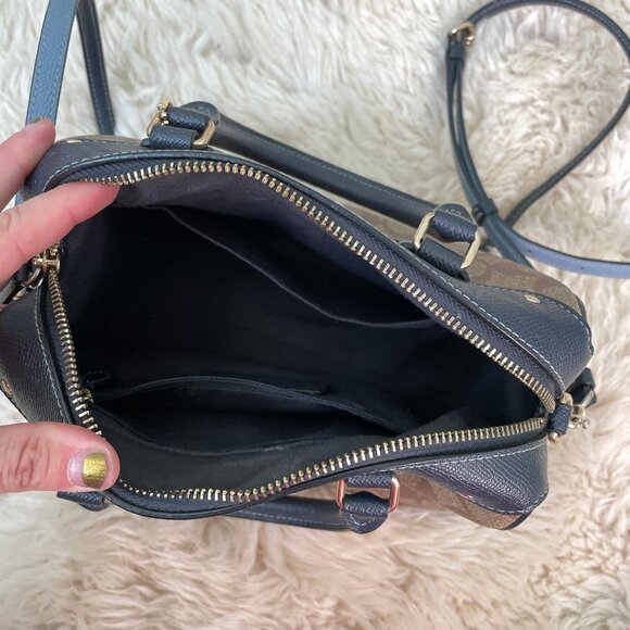 Coach Mini Bennett Satchel in Colorblock Signature Coated Canvas Midnight Pool - Picture 13 of 15